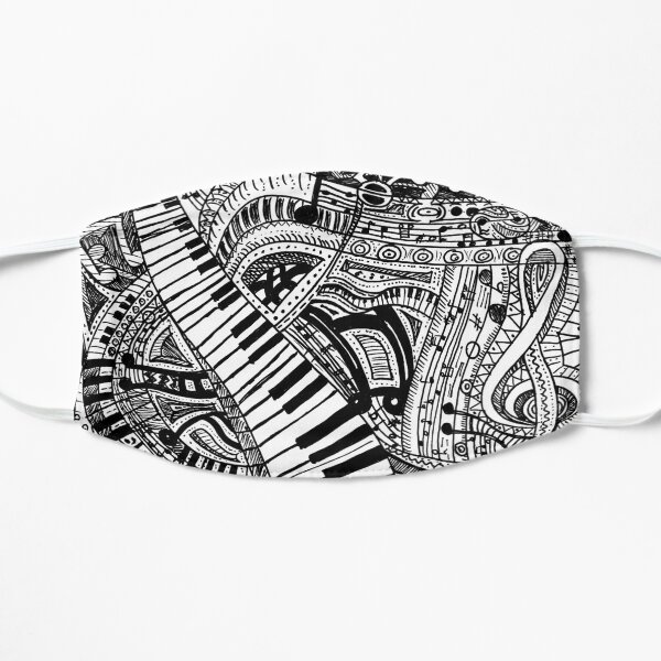 Classical music doodle with piano keyboard Mask