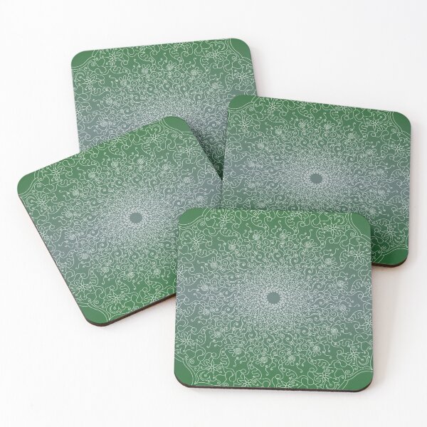 Item preview, Beautiful lace-like mandala in green and white designed and sold by CiniArt.