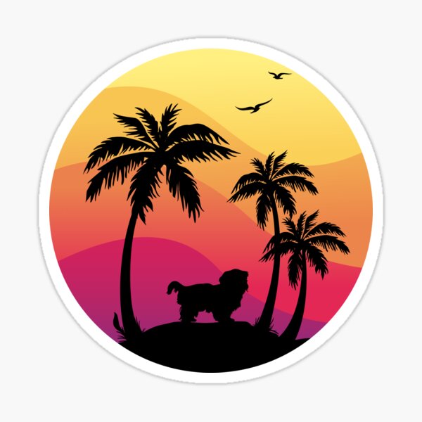 Beach, Palm Trees and Shih Tzu Sticker