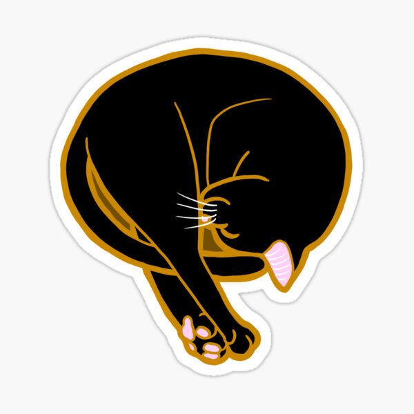 Shrimp Cat Black Sticker