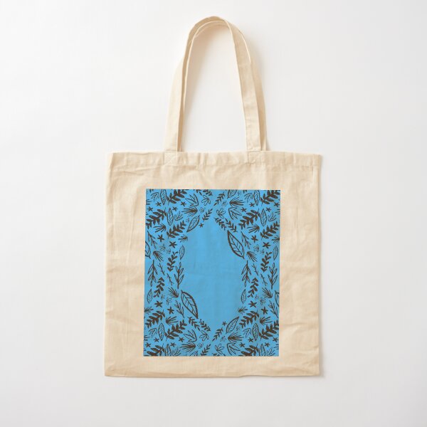 Blue Tribal Pattern Flower Cotton Tote Bag