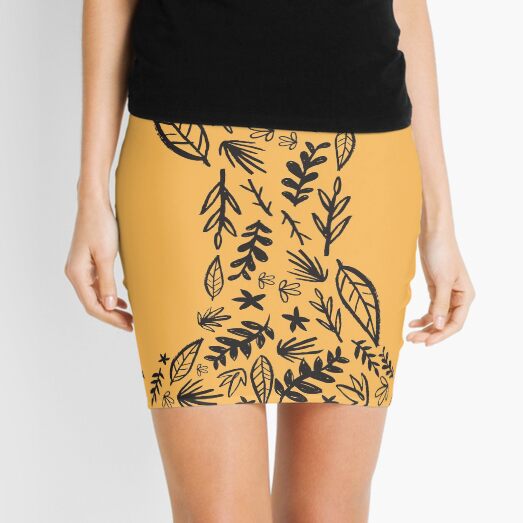 Yellow Tribal Pattern Flower Mini Skirt