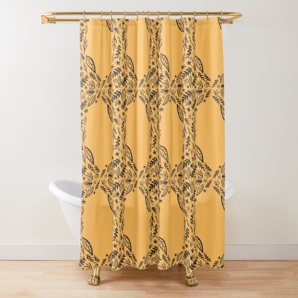 Yellow Tribal Pattern Flower Shower Curtain