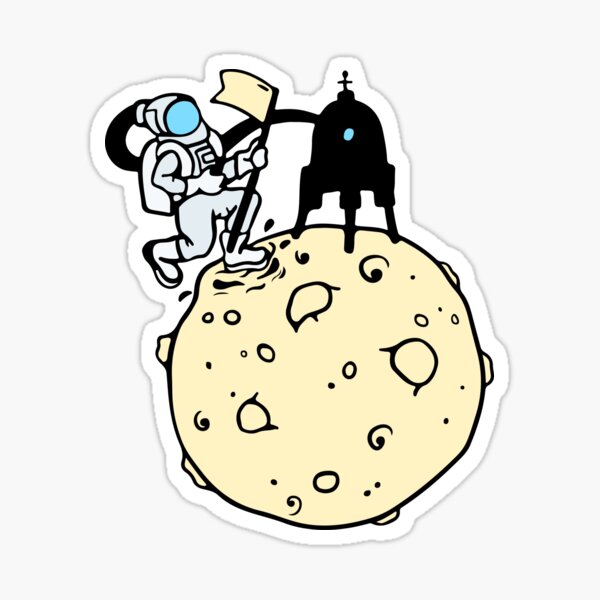 Item preview,  Man Landing on a Yellow Moon With a Flag designed and sold by kbircham.