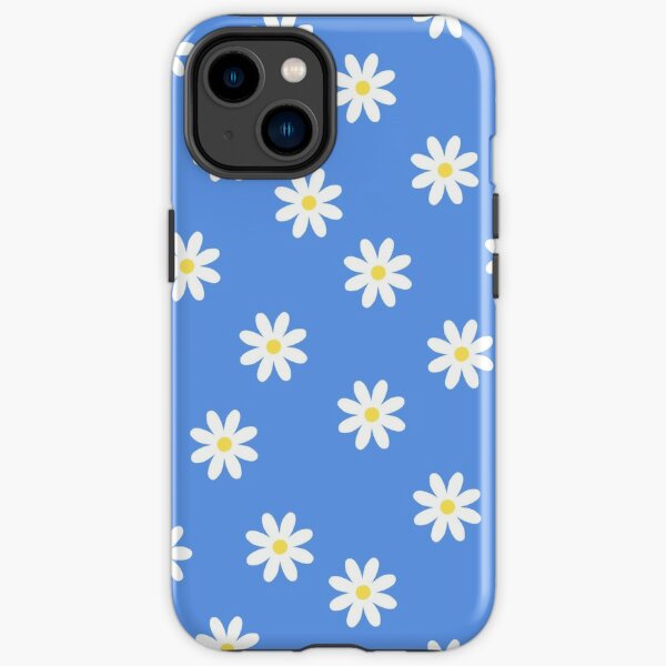 Weiße Gänseblümchen auf blauem Hintergrund iPhone Robuste Hülle
