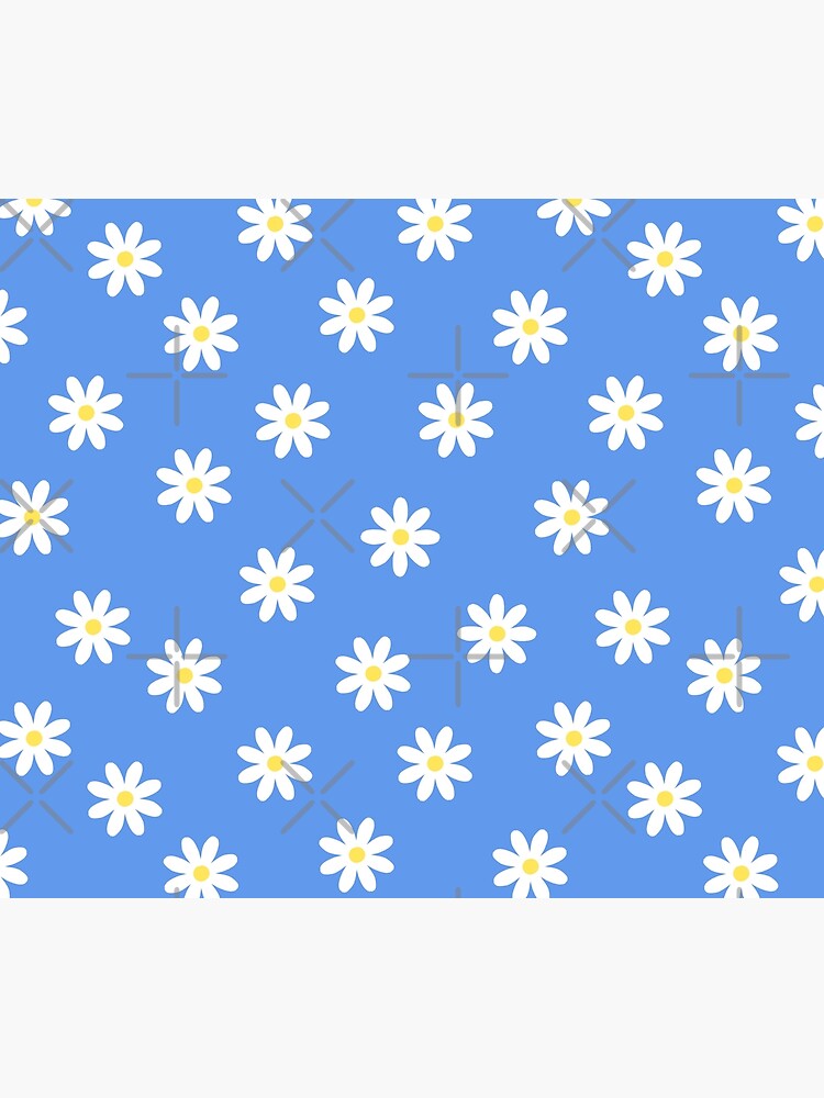 Disover White Daisies on Blue Background Shower Curtain