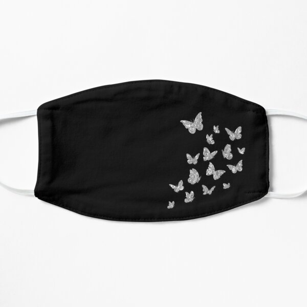 Butterfly, Butterflies, Silver Sparkles, Dream, Colorful Brilliant, Cute Monarch, Beautiful Glitters, Black Background Flat Mask