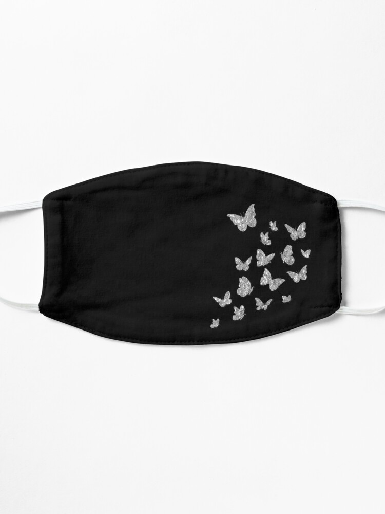 Alternate view of Butterfly, Butterflies, Silver Sparkles, Dream, Colorful Brilliant, Cute Monarch, Beautiful Glitters, Black Background Mask