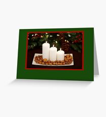 Christmas card with candles on platter Greeting Card