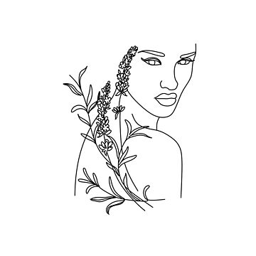 Beauty Woman Face In Leaves Line Art Drawing Set. Woman Head with Flowers  One Line Drawing Prints. Elegant Female Sketch Poster with Minimalist Girl  Portrait Illustration Print. Vector EPS 10 Stock Vector