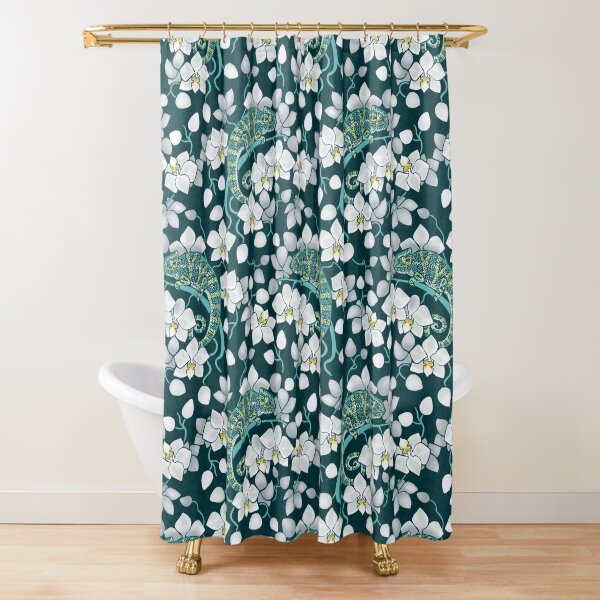 chameleons and orchids Shower Curtain