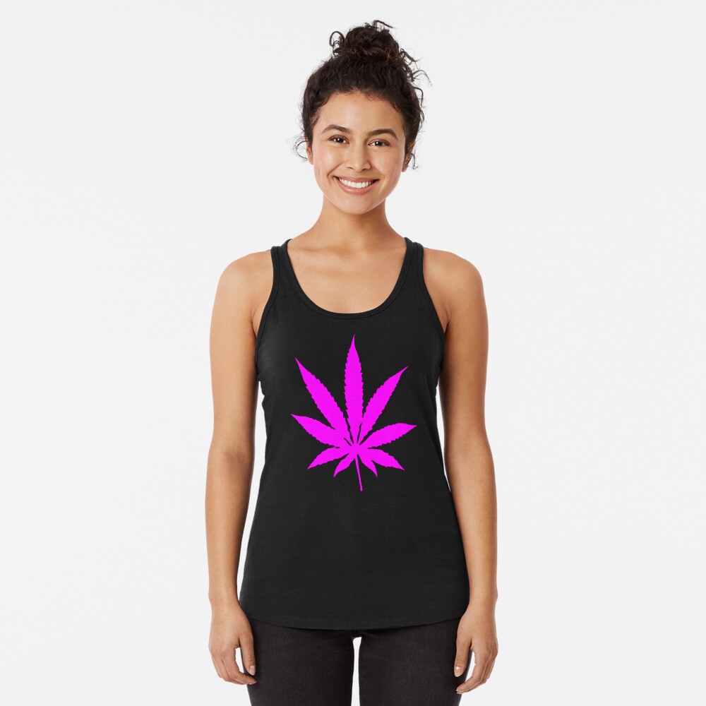 Hippie Pink Weed All Over Printed Womens Combo Hollow Tanktop