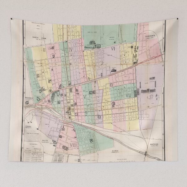 Item preview, Vintage Map of Santiago Chile (1875) designed and sold by BravuraMedia.