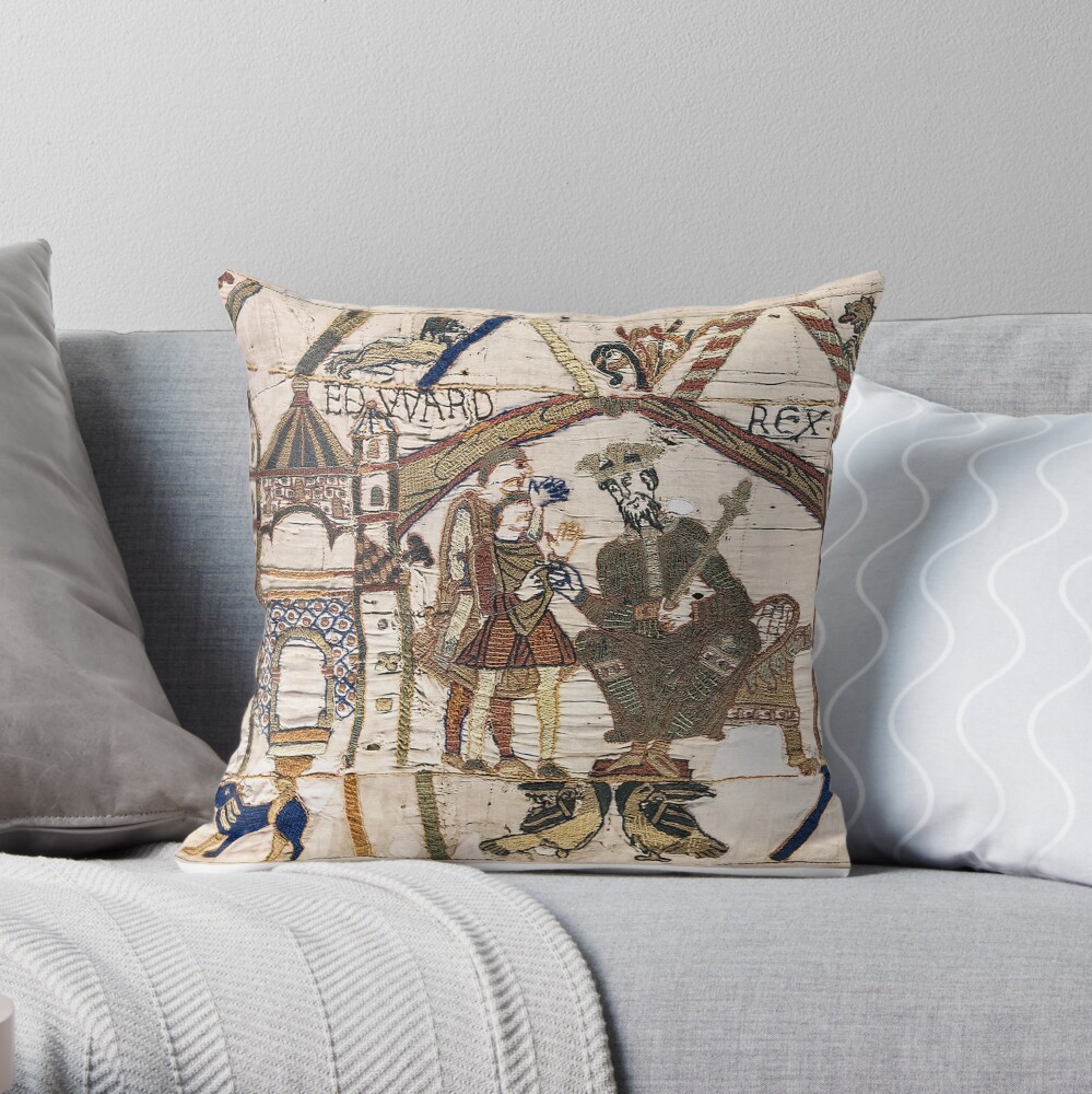Bayeux Tapestry. Edward the Confessor sends Harold to Normandy. Throw Pillow