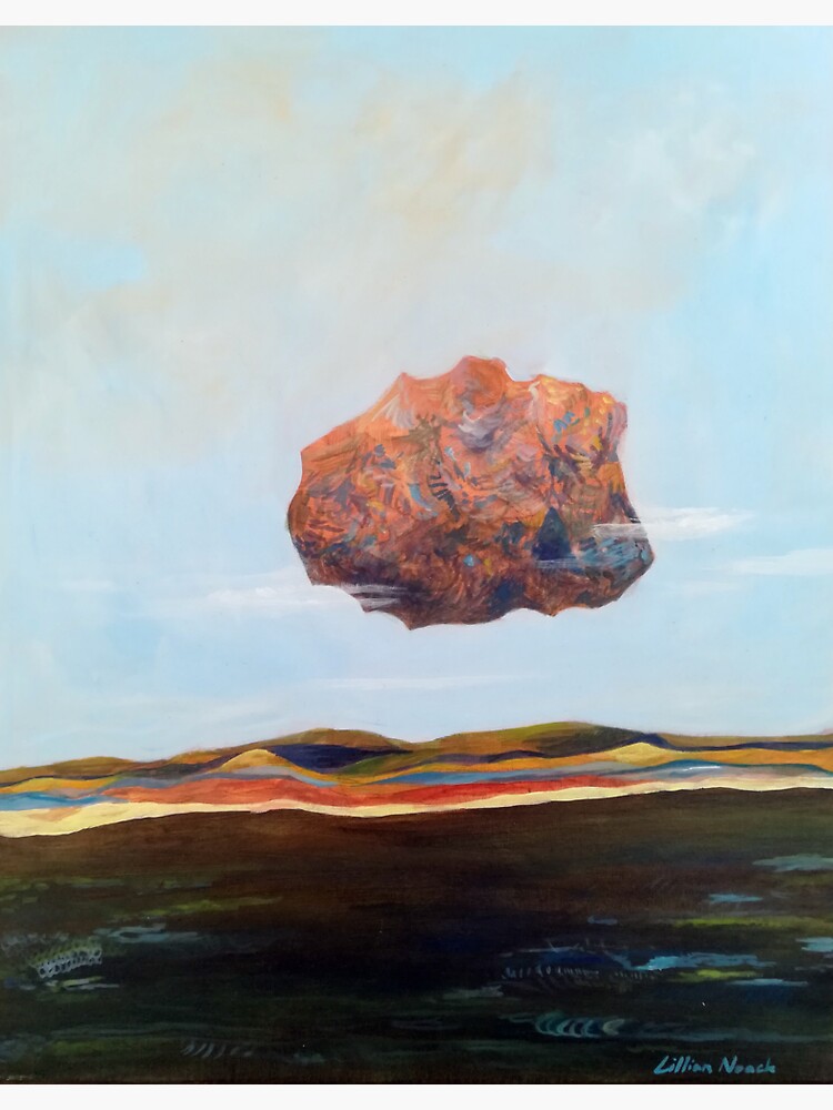 Thumbnail 3 von 3, Sticker, Ein fliegender Felsen über der Landschaft designt und verkauft von LillianBerthel.