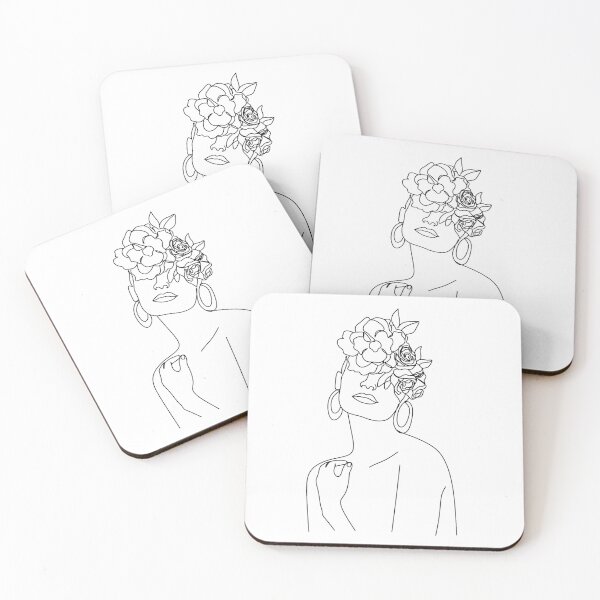 Item preview, Minimal Line Art Woman with Flowers Art Print designed and sold by OneLinePrint.