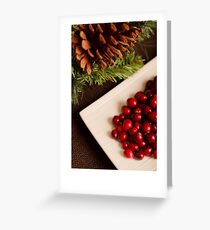 Christmas card with berries on platter Greeting Card