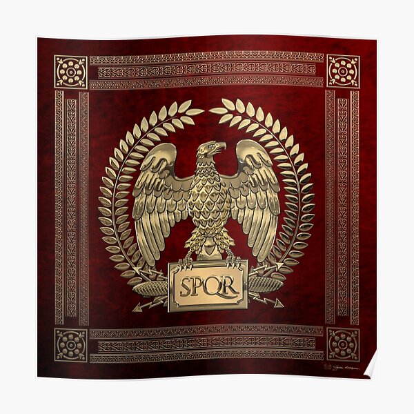 Roman Empire - Gold Imperial Eagle over Red Velvet Poster