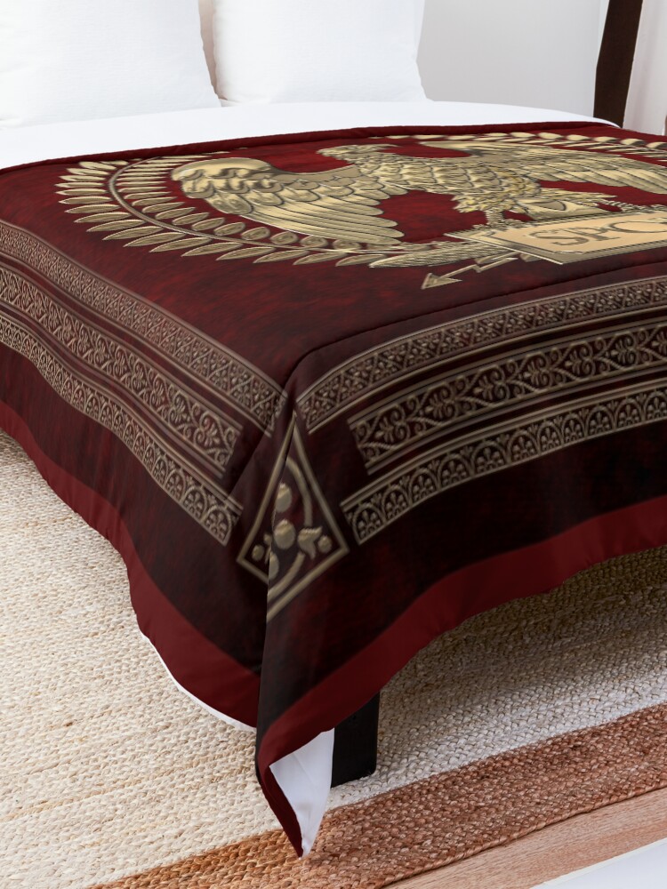 Alternate view of Roman Empire - Gold Imperial Eagle over Red Velvet Comforter