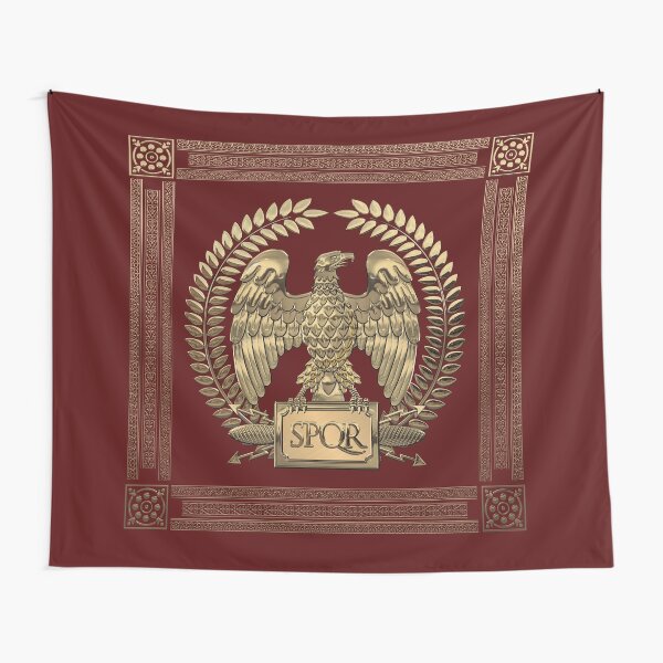 Roman Empire - Gold Imperial Eagle over Red Velvet Tapestry