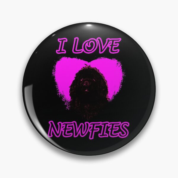 Item preview, Newfoundland dog black heart pink designed and sold by Moonyflower.