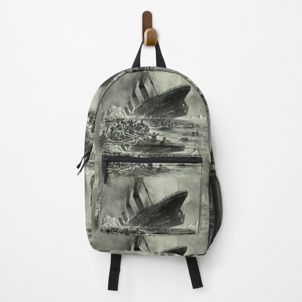 TITANIC. 1912, RMS Titanic, Cruise, Ship, Disaster, Untergang der Titanic by Willy Stower, 1912. Backpack
