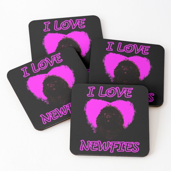 Item preview, Newfoundland dog black heart pink designed and sold by Moonyflower.