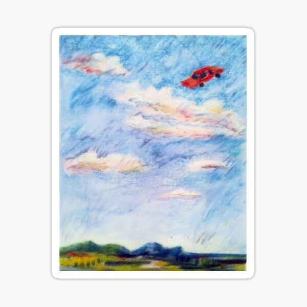 Kleines fliegendes rotes Auto Sticker