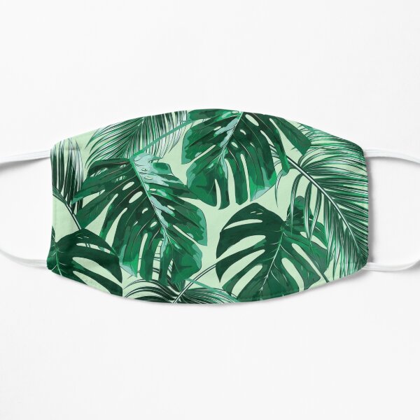 green palm leaves mask Flat Mask