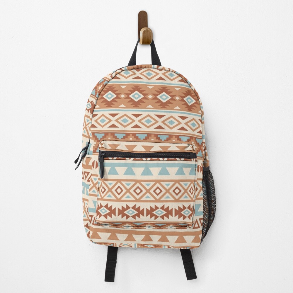 Discover Aztec Stylized Pattern Blue Cream Terracottas | Backpack