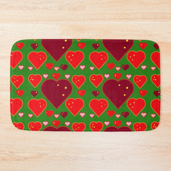 Item preview, yellow stars red hearts green background  designed and sold by miaterinka.