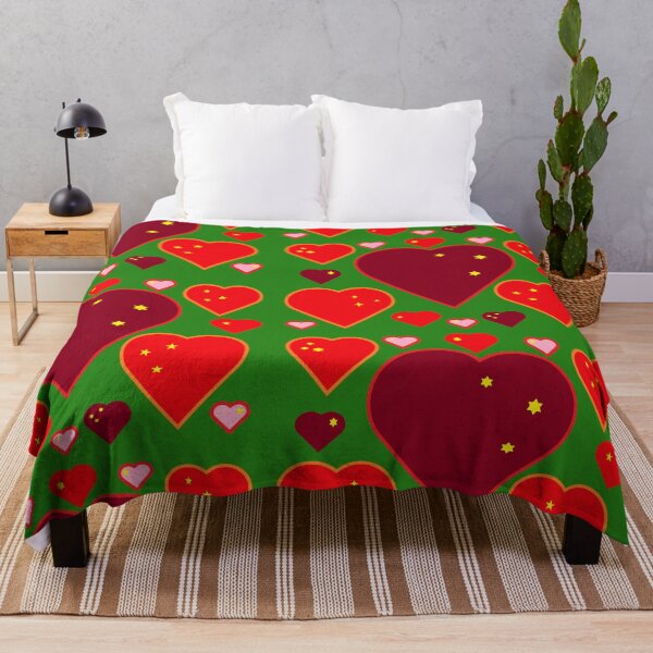 Item preview, yellow stars red hearts green background  designed and sold by miaterinka.