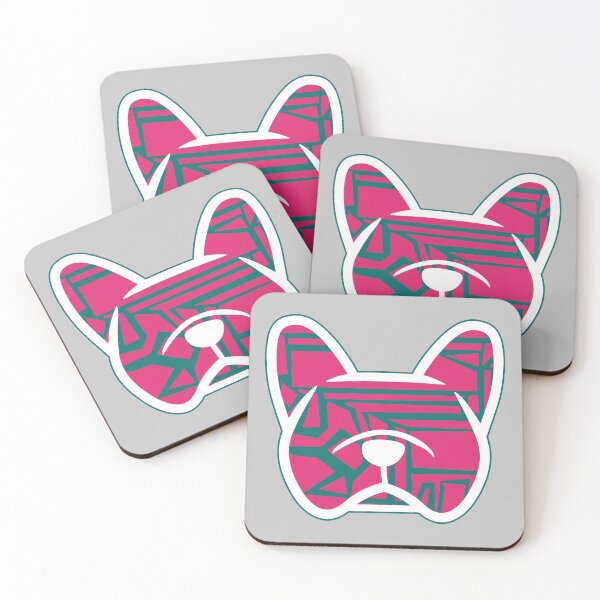 Item preview, French Bulldogs with pink and green zig zag pattern! I love my Frenchie - French Bulldog patterns - Frenchie stickers - pretty Frenchie gifts designed and sold by smooshfaceutd.