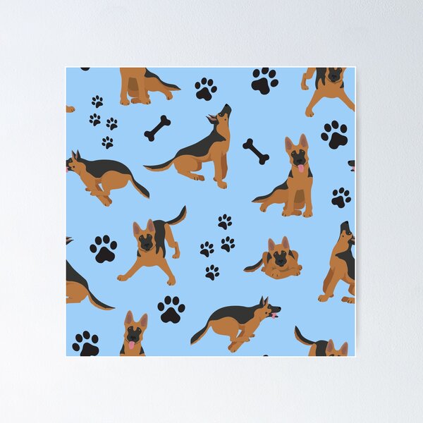 Item preview, German Shepherd Pattern in Blue  designed and sold by littleprints.