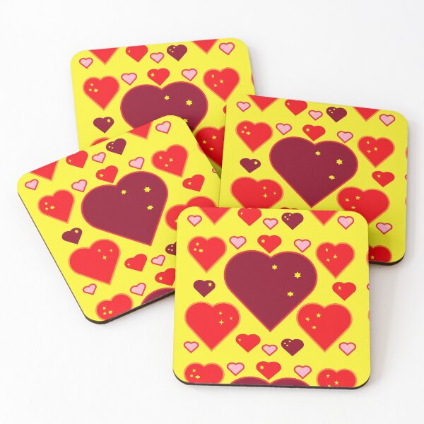 Item preview, yellow stars red hearts yellow background  designed and sold by miaterinka.