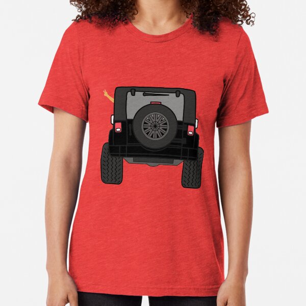 Jeep Wave Back View - Black Jeep Tri-blend T-Shirt