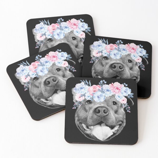 Item preview, Pitbull Pink Blue Flowers designed and sold by PrettyPittie Shop.
