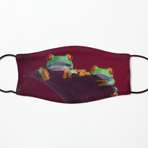 Two Red eyed tree frogs sitting in Calla lily Kids Mask