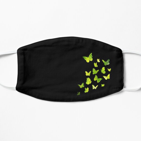 Butterfly, Butterflies, Green Yellow Sparkles, Cute Monarch, Beautiful Colors, Brilliance Glitters, Black Background Flat Mask