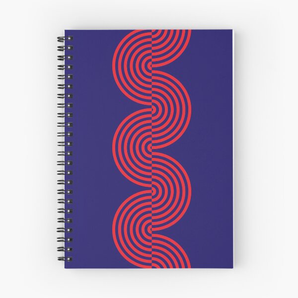 Aperçu de l'œuvre Groovy Waves - Rouge vif sur bleu foncé créée et vendue par VrijFormaat.