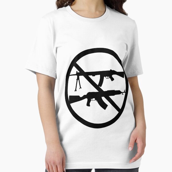Vista previa del artículo con la obra «SIN RIFLES DE ASALTO Calcomanía / Pegatina / Camiseta Negra v1», diseñado y vendido por jnmvinylstudio.