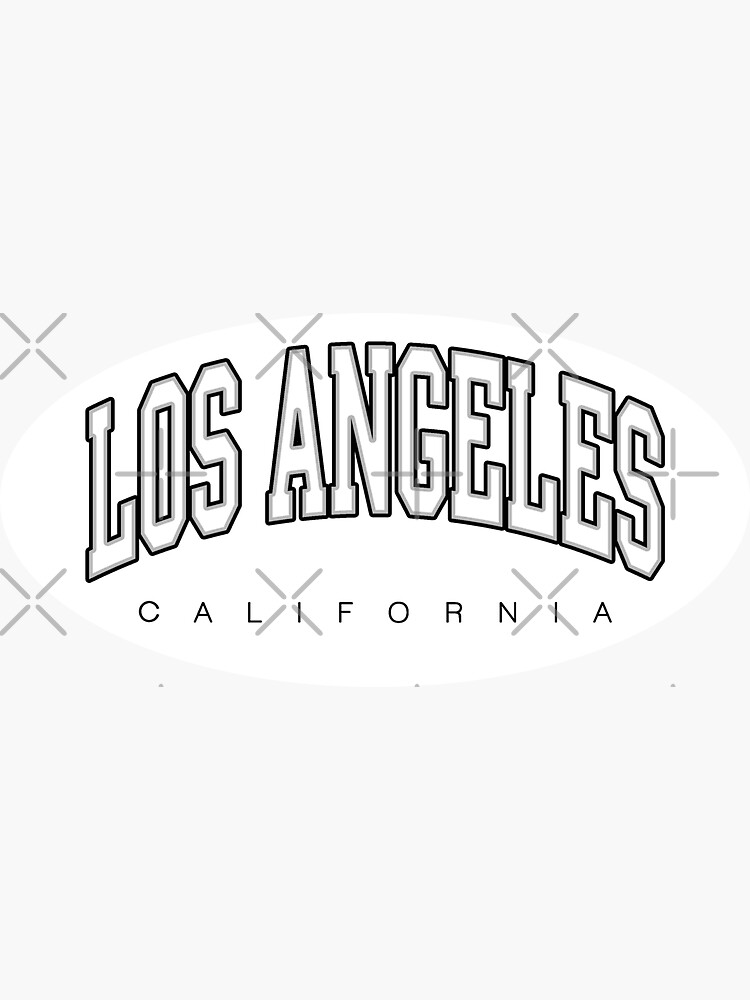 Los Angeles California Black Outline White Varsity Lettering Oval | Sticker