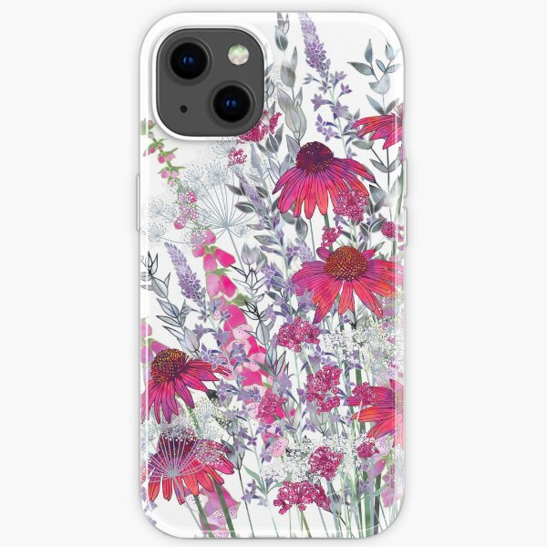 Pink Flower Garden - Echinacea Flowers, Foxgloves & Ammi iPhone Soft Case