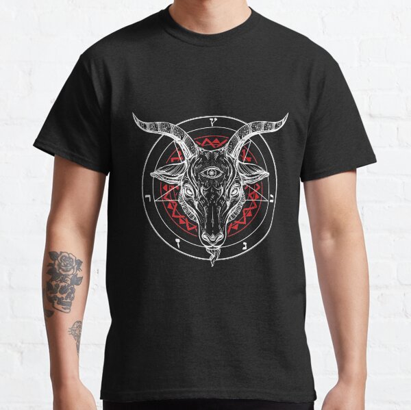 Vista previa del artículo con la obra « Salve Cabeza de cabra diabólica», diseñado y vendido por TopTeeShop.
