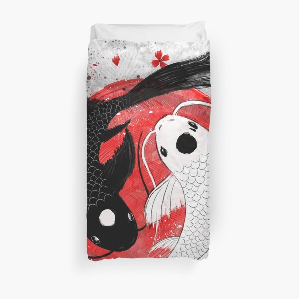 Koi fish - Yin Yang Duvet Cover