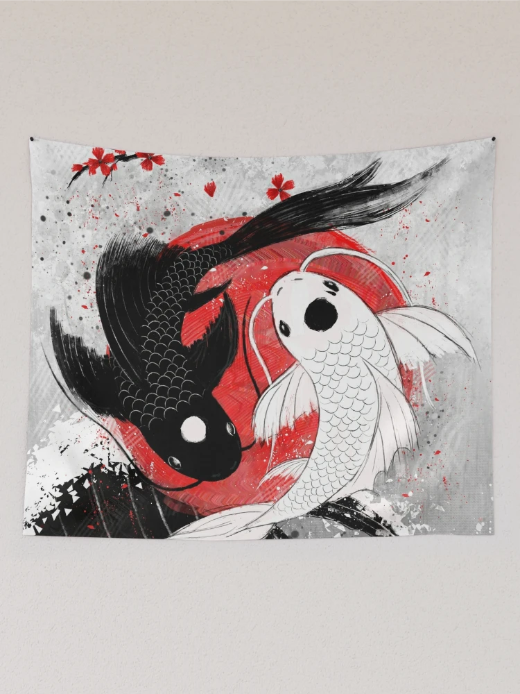 Koi fish - Yin Yang Tapestry by Ruby-Art