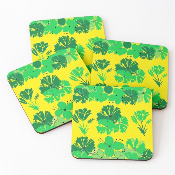 Item preview, Green flowers with yellow background designed and sold by Dream Wear.