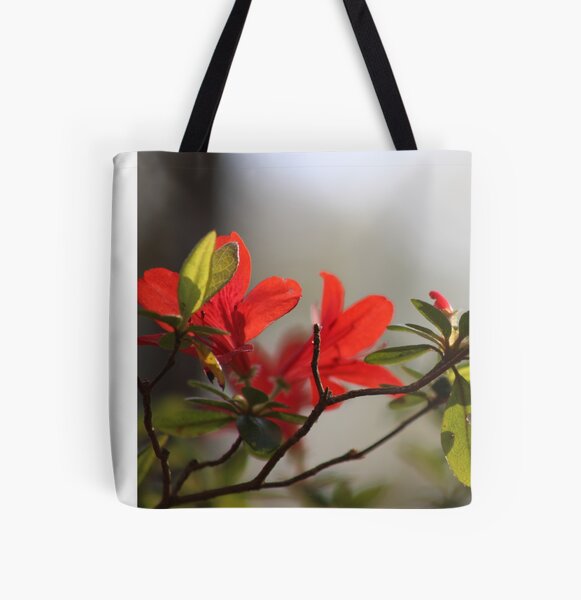 Fiery Bright Red Azalea Flower Blossom All Over Print Tote Bag