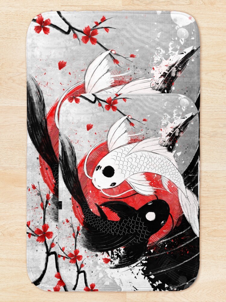 Alternate view of Koi fish - Yin Yang Bath Mat