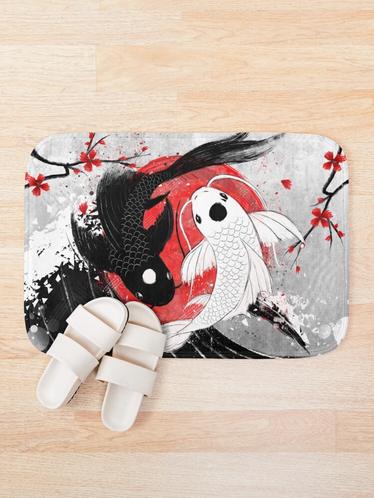 Alternate view of Koi fish - Yin Yang Bath Mat